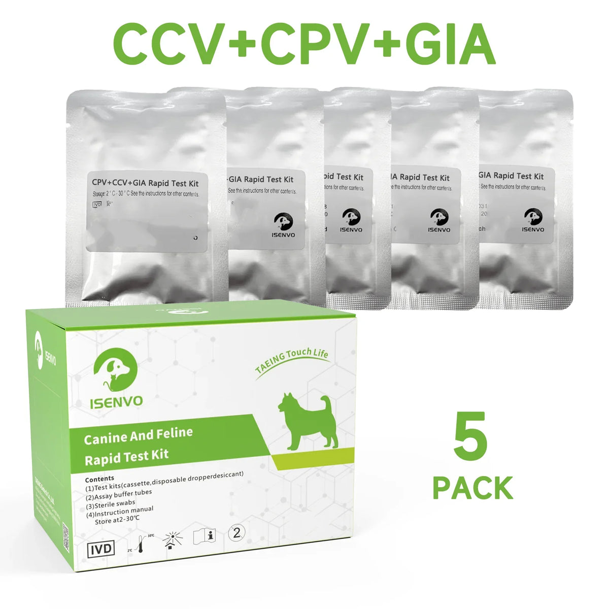 5Pcs Canine CPV+CCV+GIA Ag Combined 3-in-1 - ProPawPet.com