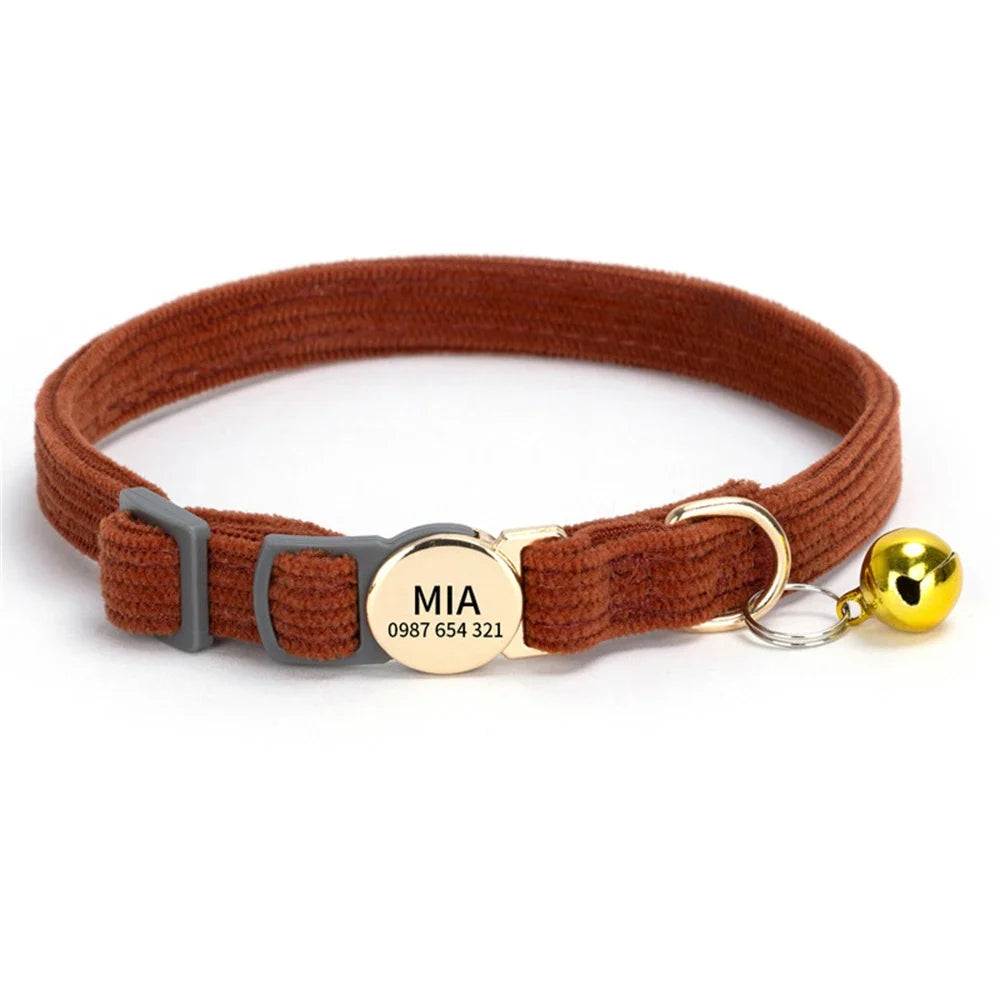 Personalized Engraved Cat Collar Adjustable Size Metal Buckle – Cat Supplies