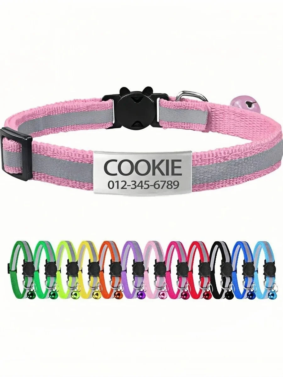 13 Colors Custom Engraved Reflective Cat - ProPawPet.com
