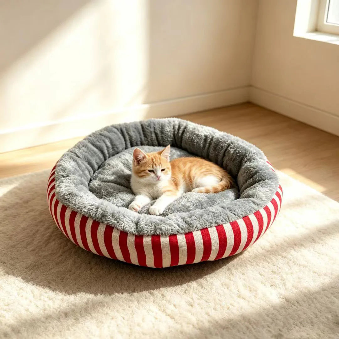 Round Corduroy Cat Bed, Soft and Warm Pet Bed - ProPawPet.com