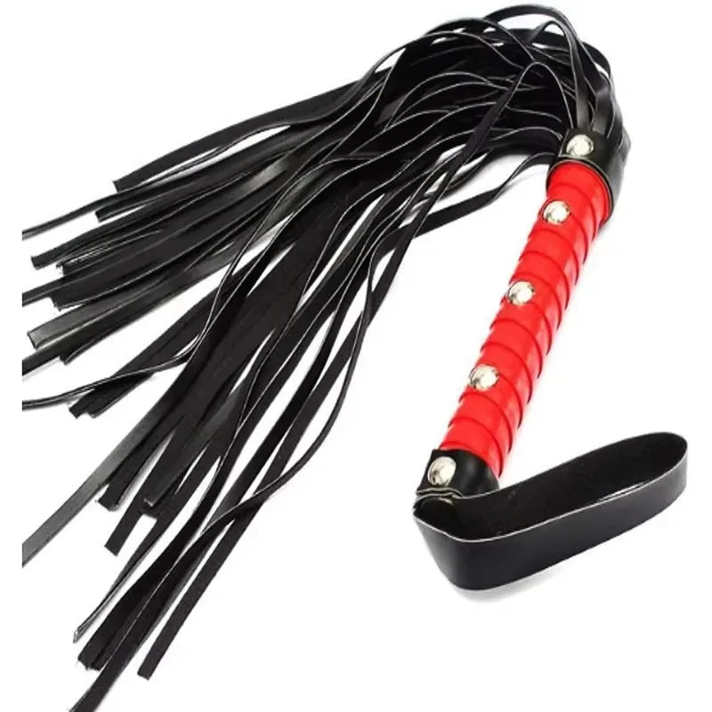 44cm PU Leather Equestrian Whip - Hand Woven Handle Riding for Horses