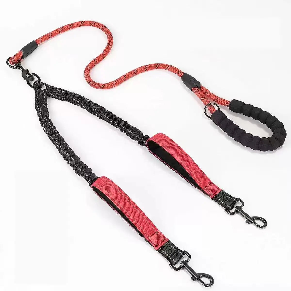 Reflective Double Dog Lead with Two Extra Traffic Handles 360 – Dog Supplies