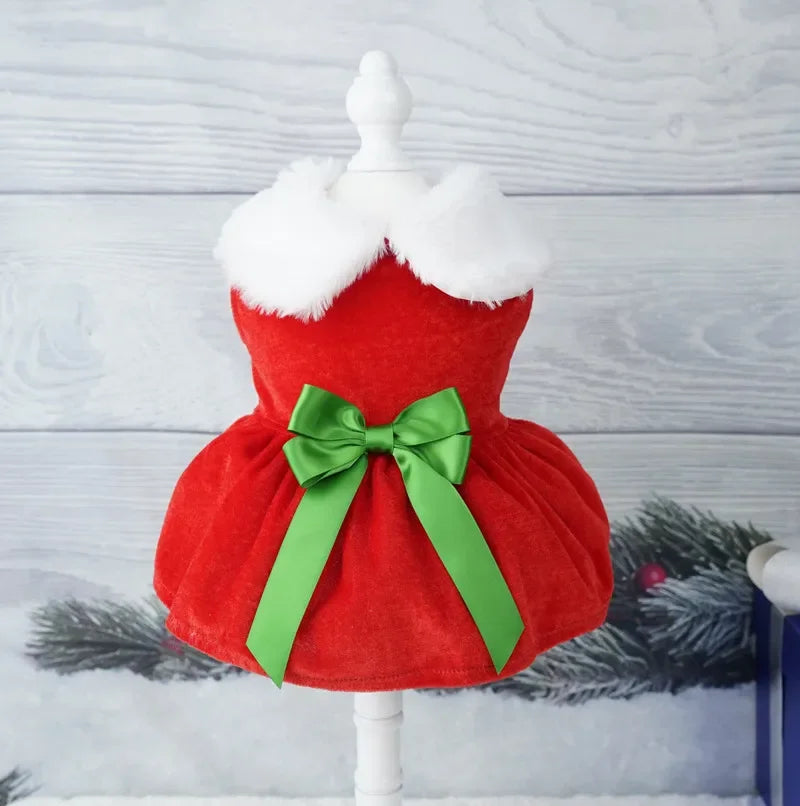 Pet Christmas Clothing Dog Cat Red Dress - ProPawPet.com