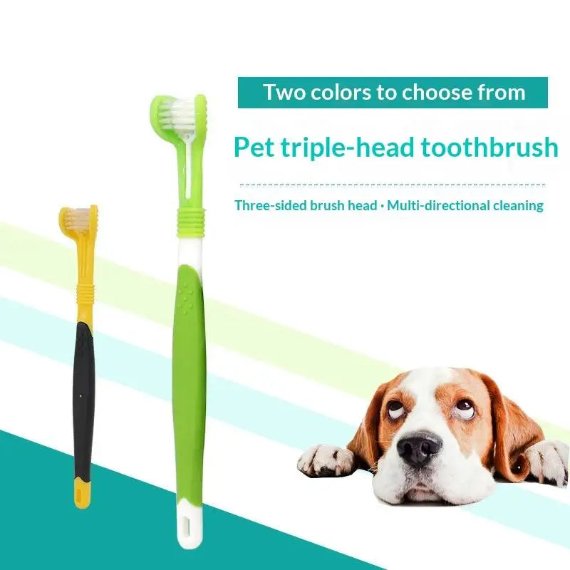 Non Slip Handle 3 Sided Pet Toothbrush with - ProPawPet.com