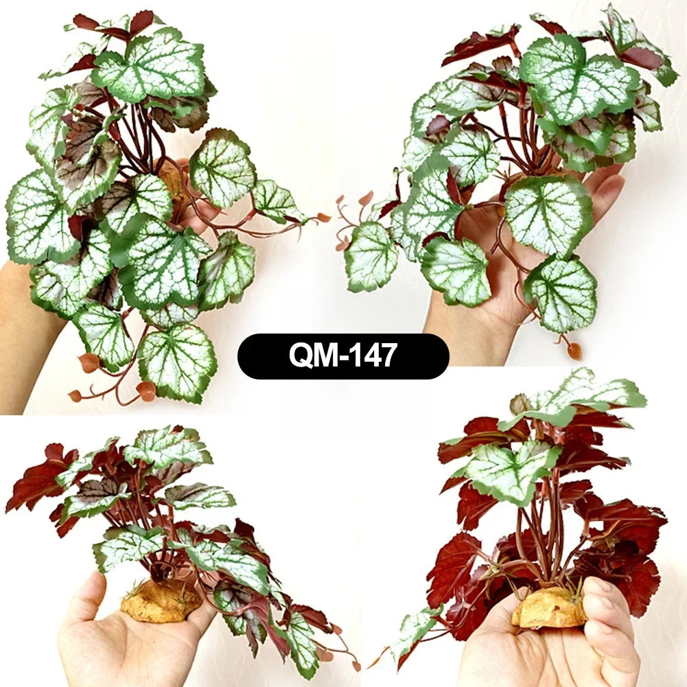 Large Leaf Artificial Plant Stable Base Vivarium Decor for Horses