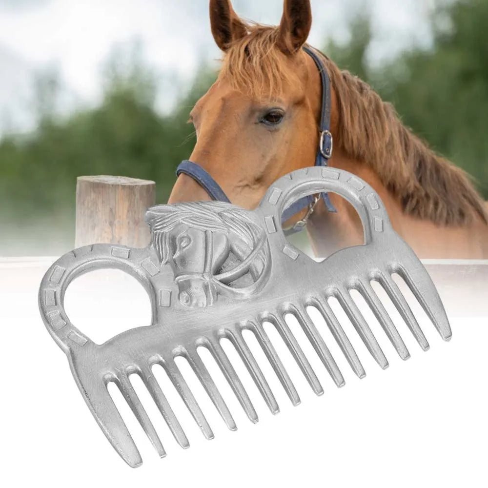 Portable Metal Horse Hair Comb Silver - ProPawPet.com