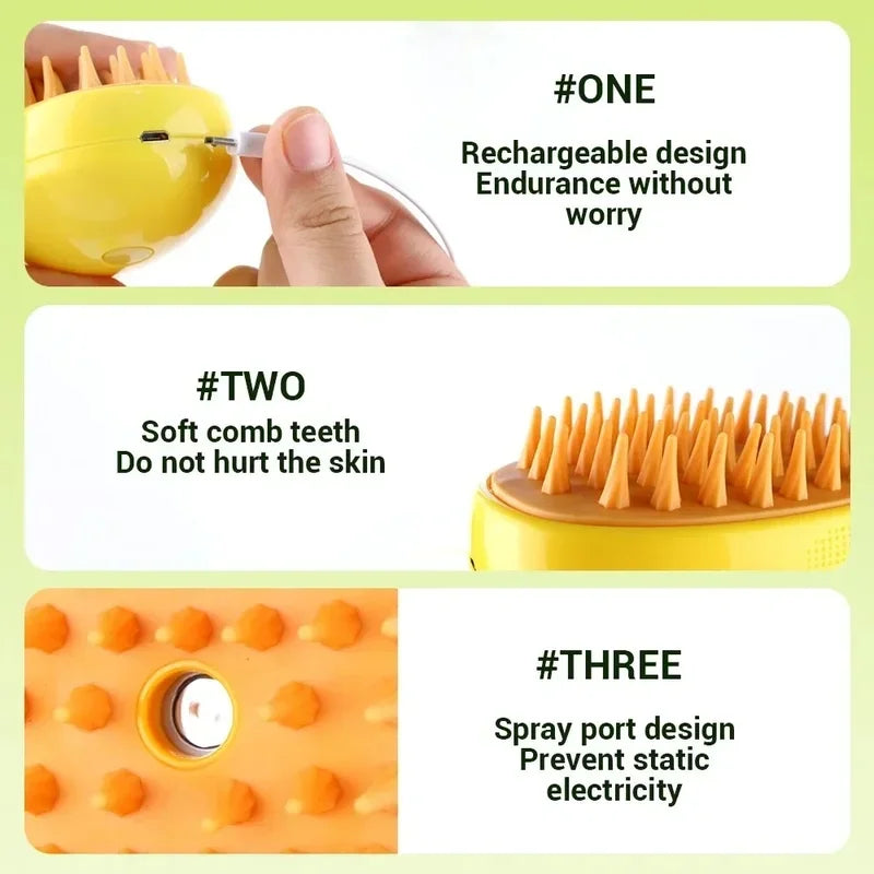 3 in 1 Pet Steam Brush Electric Sprayer Comb - ProPawPet.com