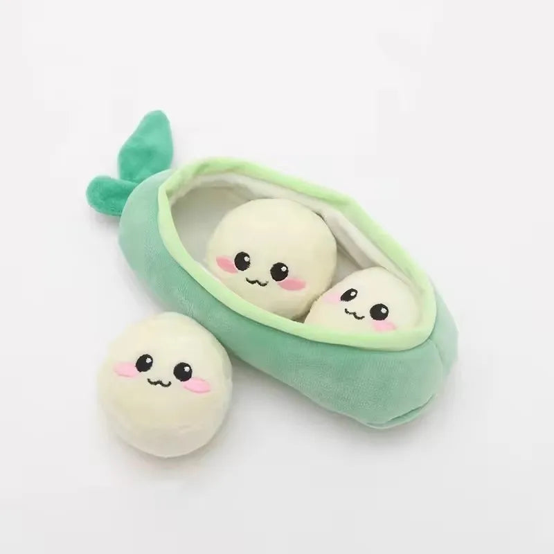 Interactive Pea Pod Shaped Squeaky Plush Dog Plaything – photo 6