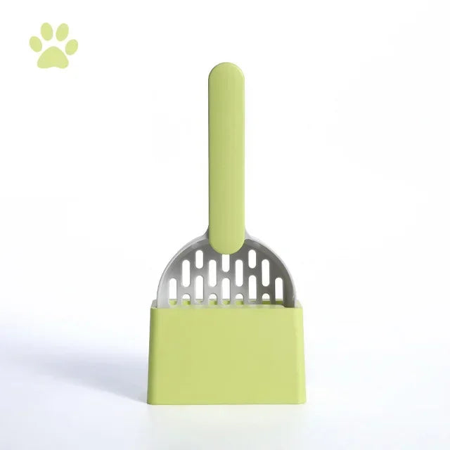 Cat Litter Scoop Set with Base Long Handle Clashing Poop Tool – 5 Colors