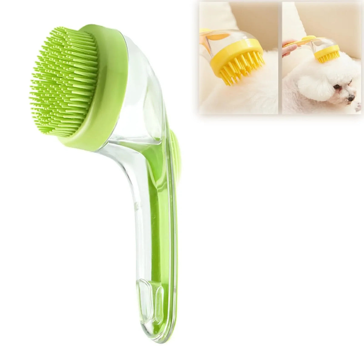 1pc Pet Bath Brush Soft Silicone Long Handle - ProPawPet.com