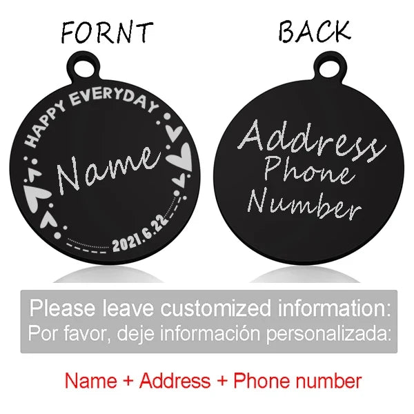 Custom Personalized Cat Dog ID Circle Tag - ProPawPet.com