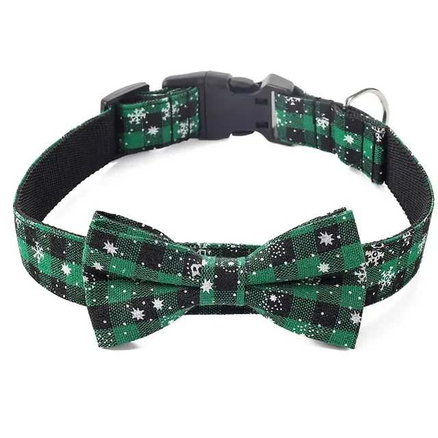 Dog Collar with Bow tie,Christmas Plaid - ProPawPet.com