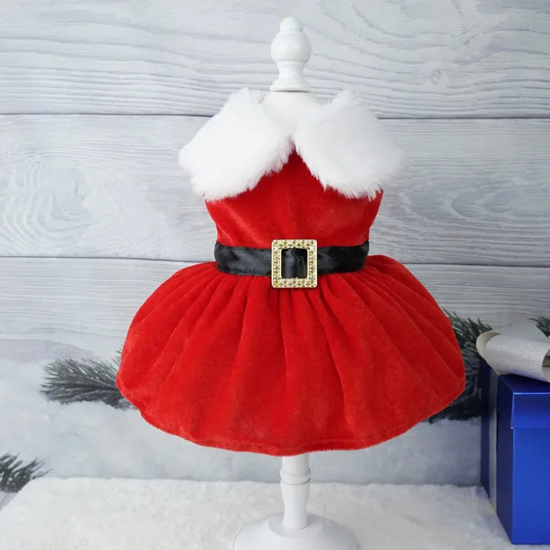 Pet Christmas Clothing Dog Cat Red Dress - ProPawPet.com