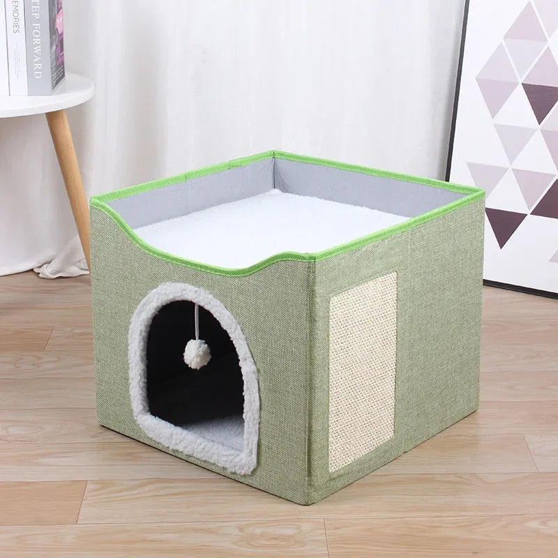 Warm Foldable Cat Bed Two Floors Hiding Home – 3 Colors