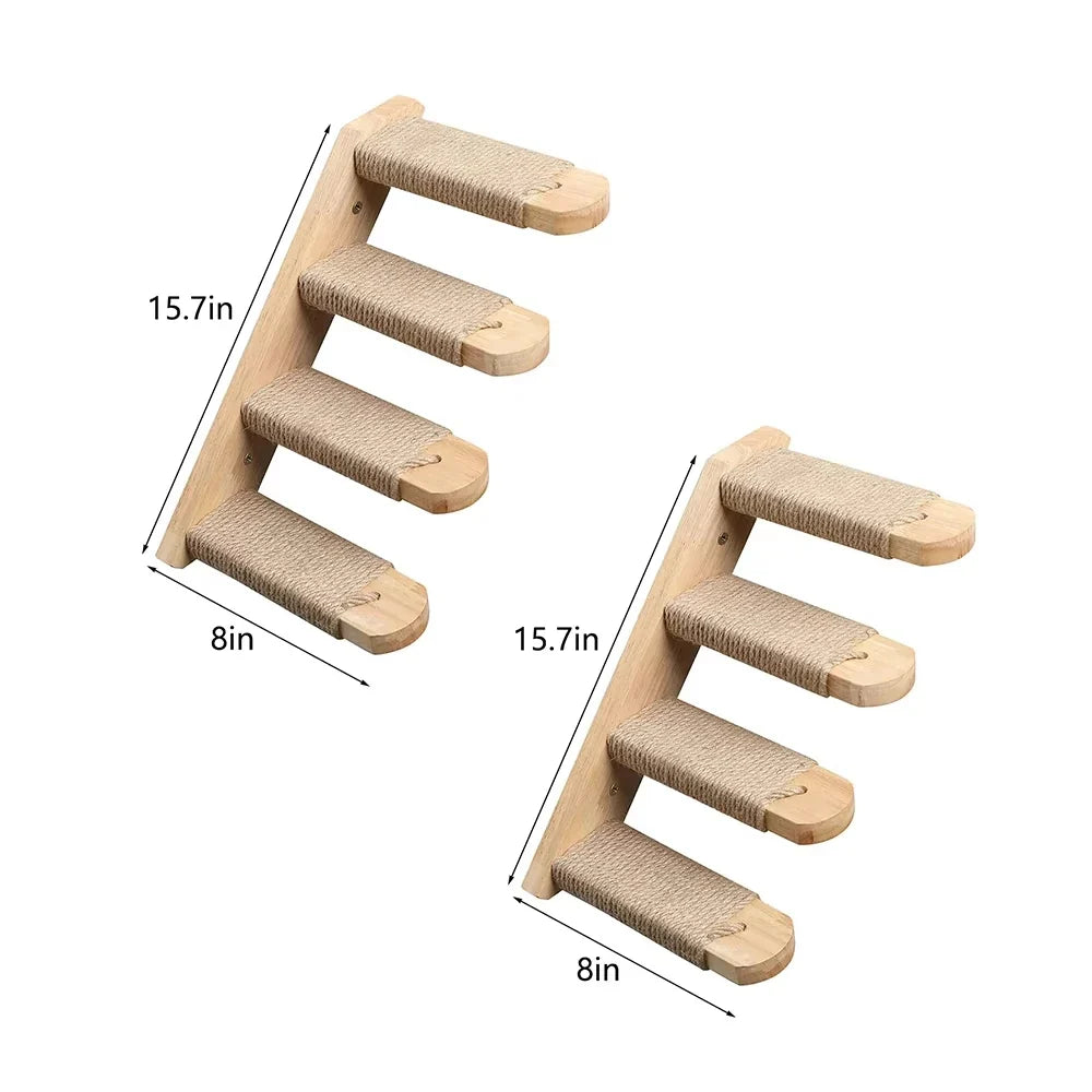 Wood 39.4in Wall-mounted Cat Roped Bridge for Indoor Steps – photo 12