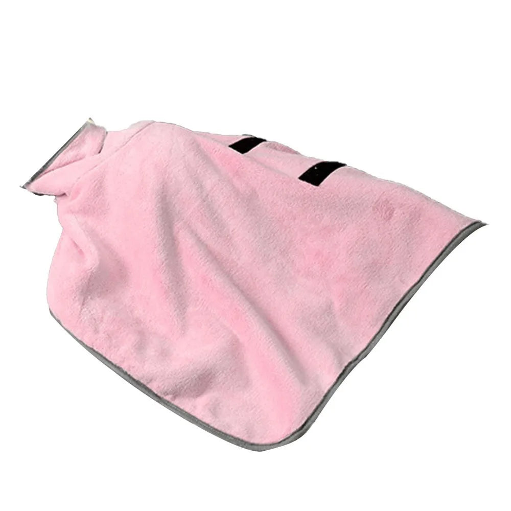 Adjustable Microfiber Fabric Pet Bath Robe Solid Tone Shades Large Size