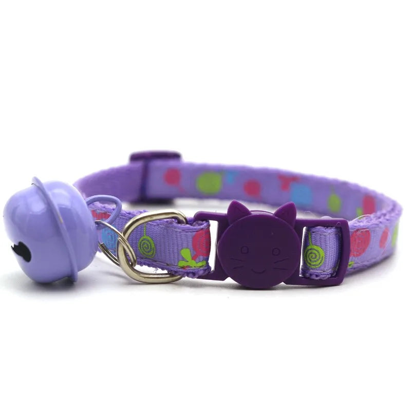 Adjustable Cartoon Color Cat Buckle Lollipop Bell Collar – Cat Supplies
