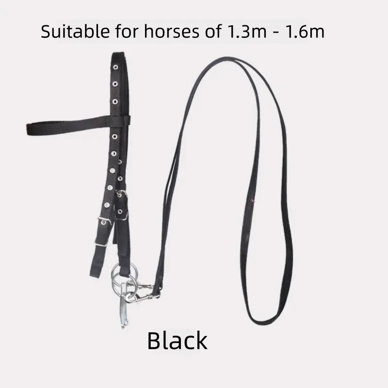Horse Halter with Leash Rope Set Adjustable Nylon Headcollar 2 – 6 Colors