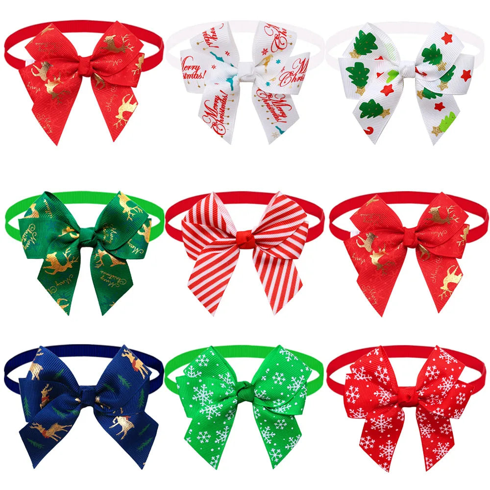 50 100PCSWinter Dog Accessories Adjustable Bow Ties Christmas – Dog Supplies