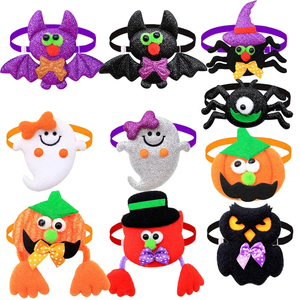 5 Halloween Party Adjustable Dog Bow Ties Cartoon Ghost Funny – Dog Supplies