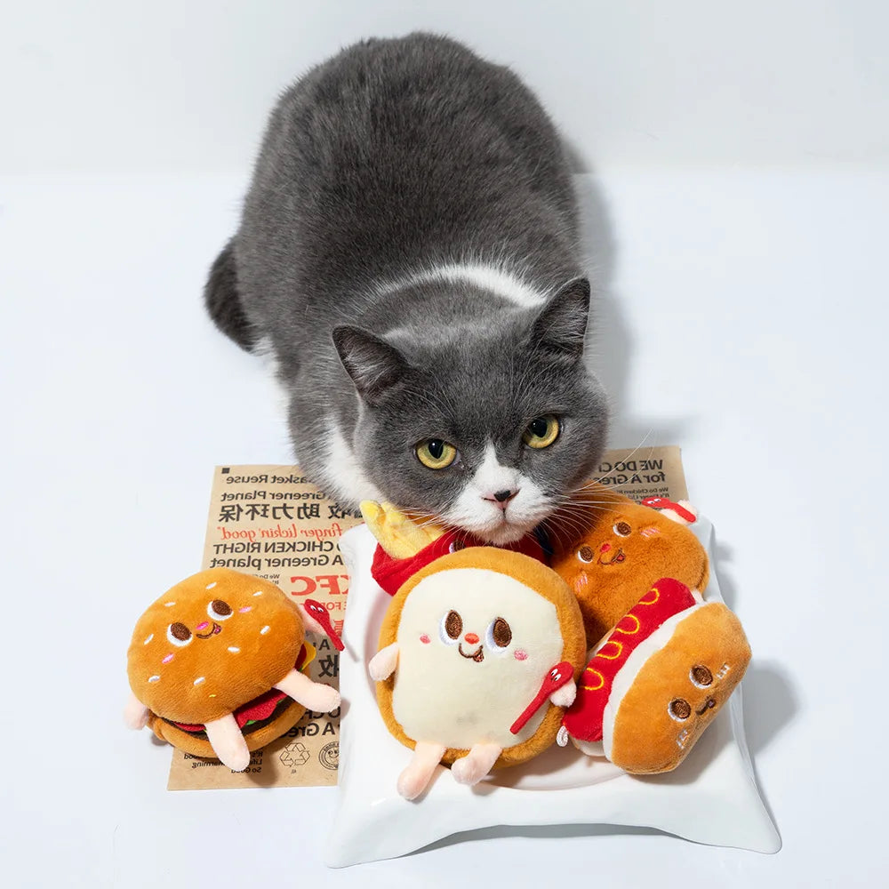 Cat Catnip Plush Toys Funny Hamburg Plush - ProPawPet.com