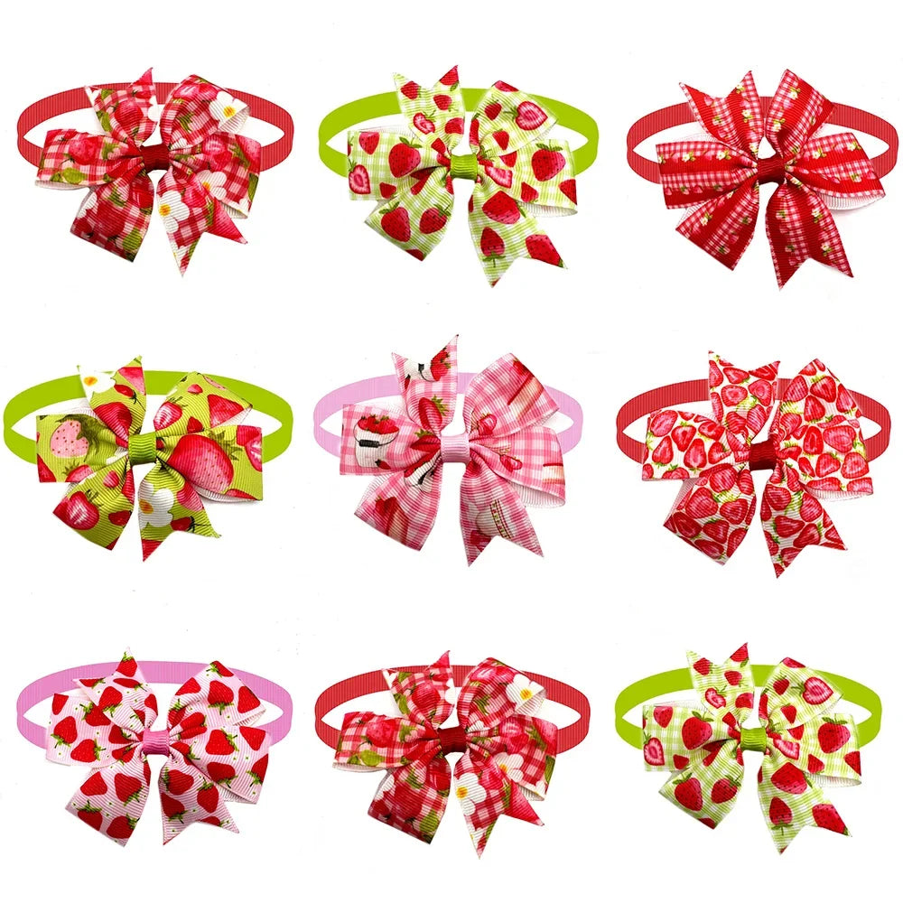 50 Dog Bow Tie Summer Strawberry Style Bowties Necktie – Dog Clothes & Costumes
