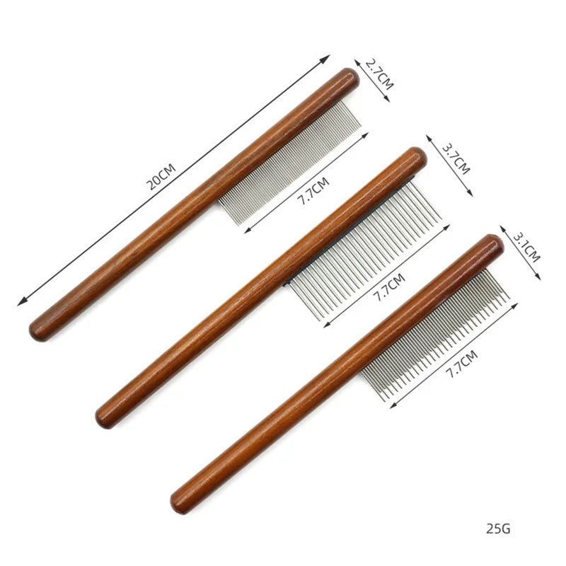 Solid Wood Handle Pet Pin Brush Dog Grooming Comb – 4 Colors