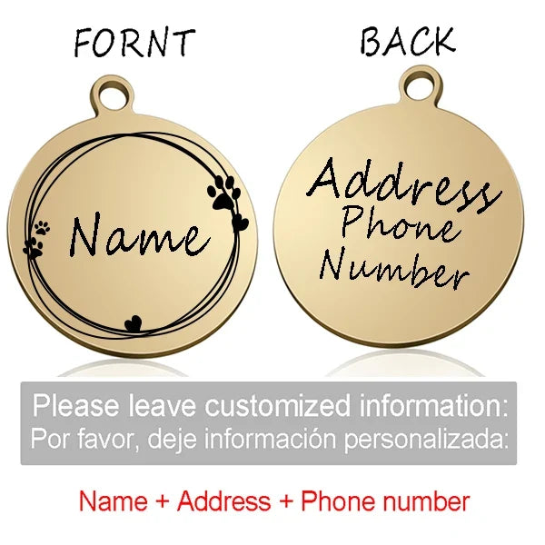 Custom Personalized Cat Dog ID Circle Tag - ProPawPet.com