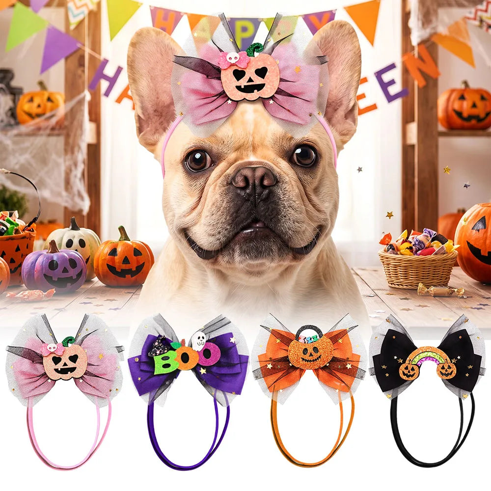 2/4PCS Cartoon Halloween Dog Hair Bows - ProPawPet.com