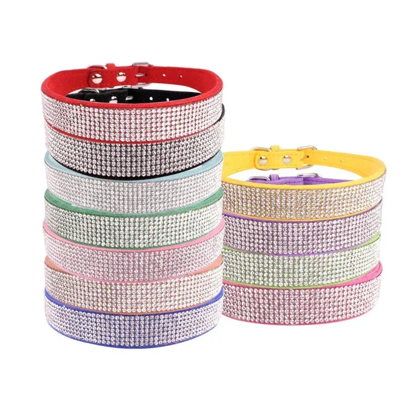 Suede Fiber Crystal Dog Collar Comfortable - ProPawPet.com