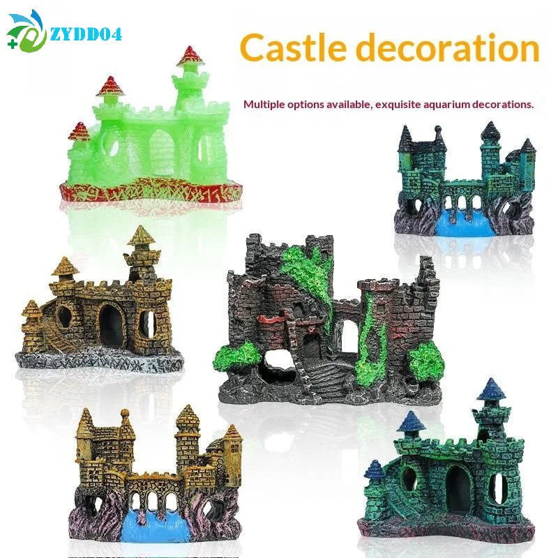 ●1Pcs Resin Castle Shape Fish Tank Ornament - ProPawPet.com
