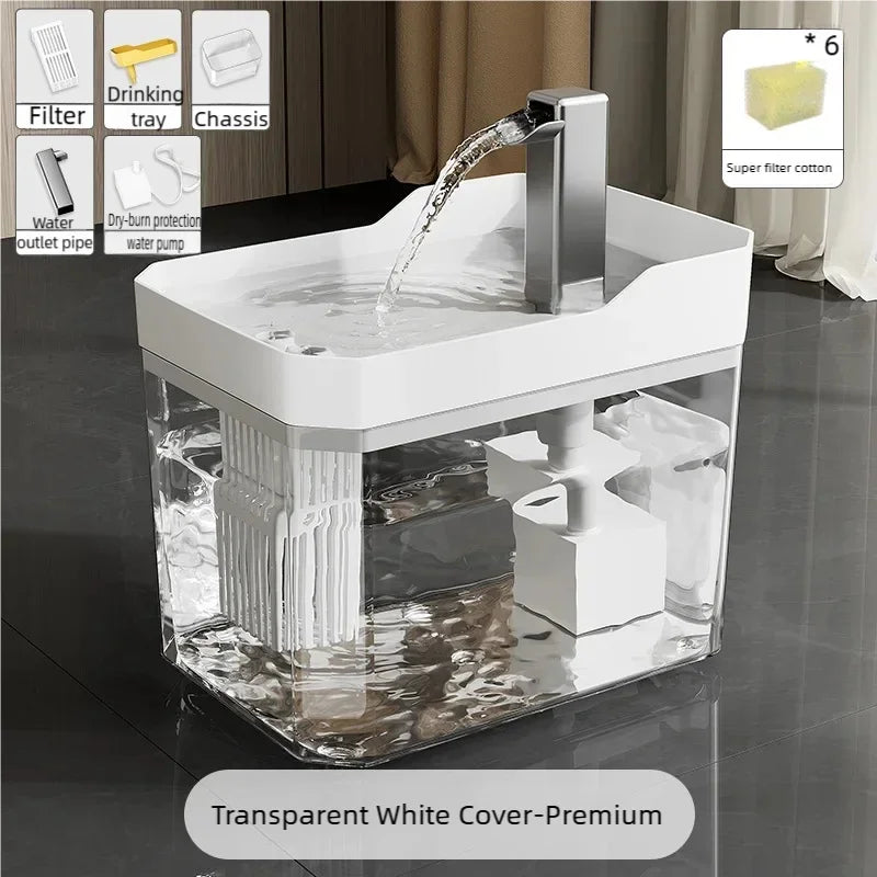 Cat Water Fountain Auto Filter Transparent Drinker USB Anti – 3 Colors
