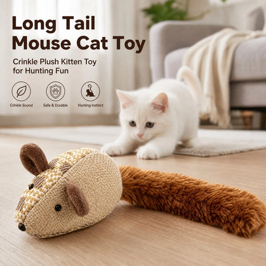 Rattling Paper Long Tail Mouse Cat Toy Safe - ProPawPet.com