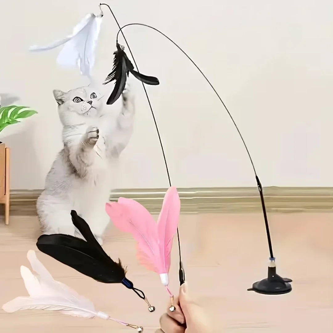 Cat Feather Bell Toy with Suction Cup Base 1 - ProPawPet.com