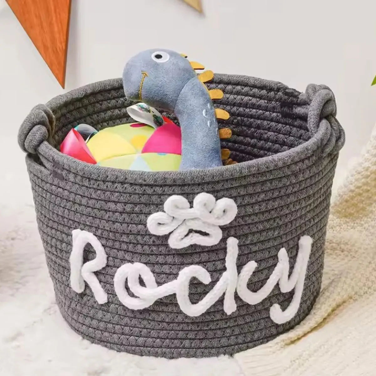 1pc Personalized Cotton Rope Dog Toy Basket, - ProPawPet.com