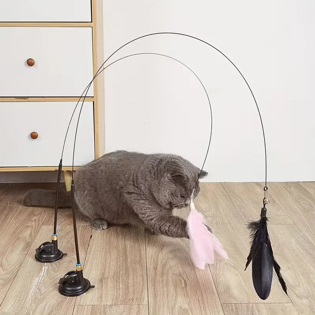 Cat Feather Bell Toy with Suction Cup Base 1 - ProPawPet.com