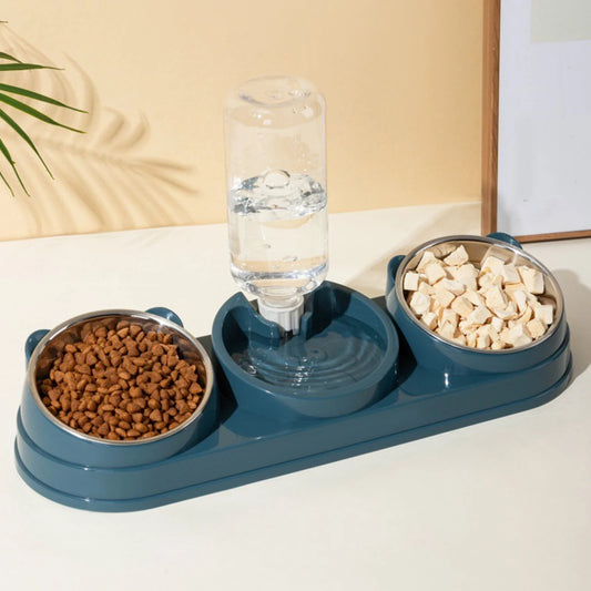 3 in 1 Dog Cat Bowls Water and Food Bowl Set - ProPawPet.com