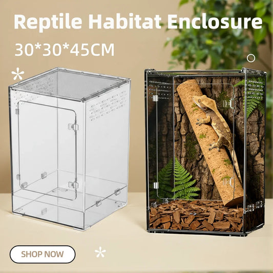 Acrylic Reptile Enclosure Optimal Ventilation Mesh Top Large
