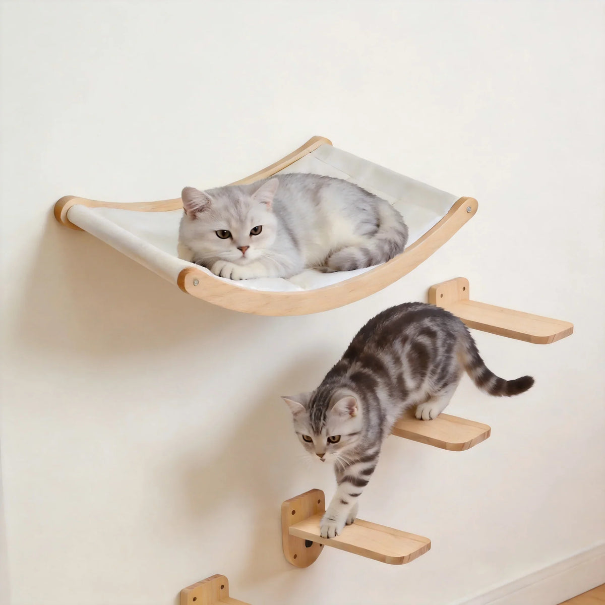 Wood 39.4in Wall-mounted Cat Roped Bridge for Indoor Steps – photo 4