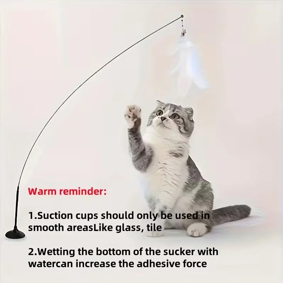Cat Feather Bell Toy with Suction Cup Base 1 - ProPawPet.com