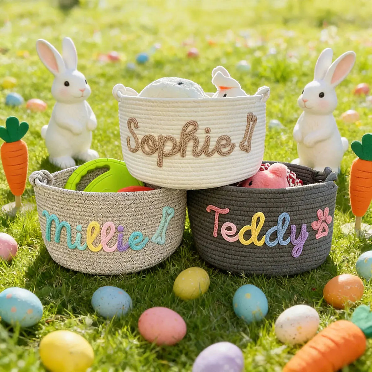 1pc Personalized Cotton Rope Dog Toy Basket, - ProPawPet.com