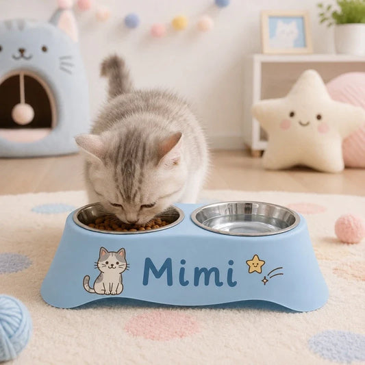Custom Personalized Pet Name Dual Bowl - ProPawPet.com
