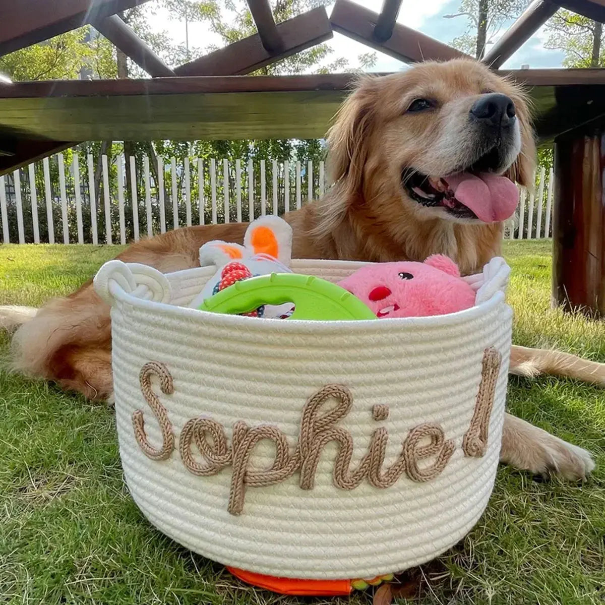 1pc Personalized Cotton Rope Dog Toy Basket, - ProPawPet.com