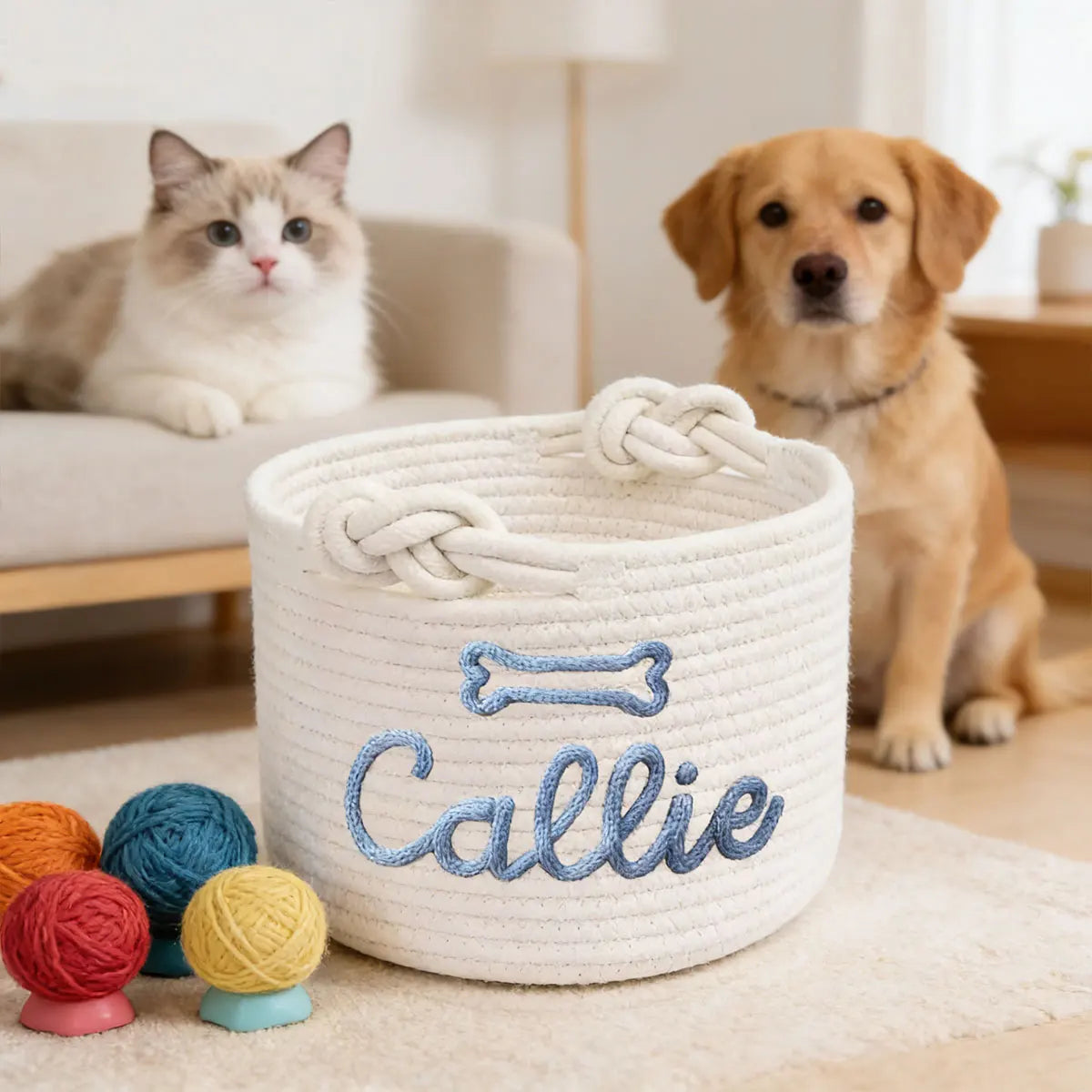 1pc Personalized Cotton Rope Dog Toy Basket, - ProPawPet.com