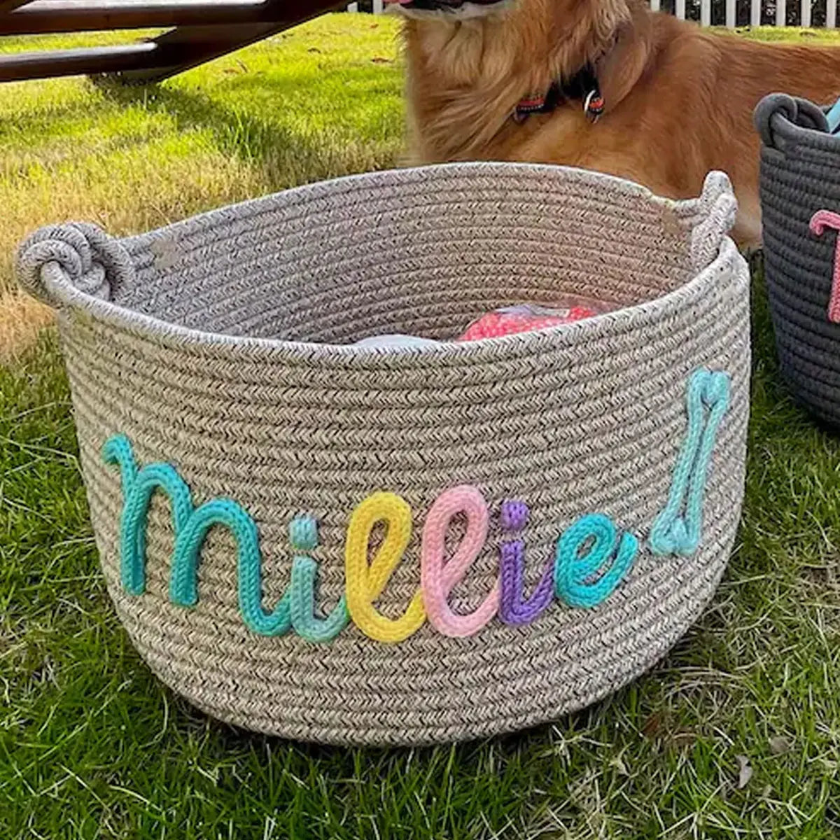 1pc Personalized Cotton Rope Dog Toy Basket, - ProPawPet.com