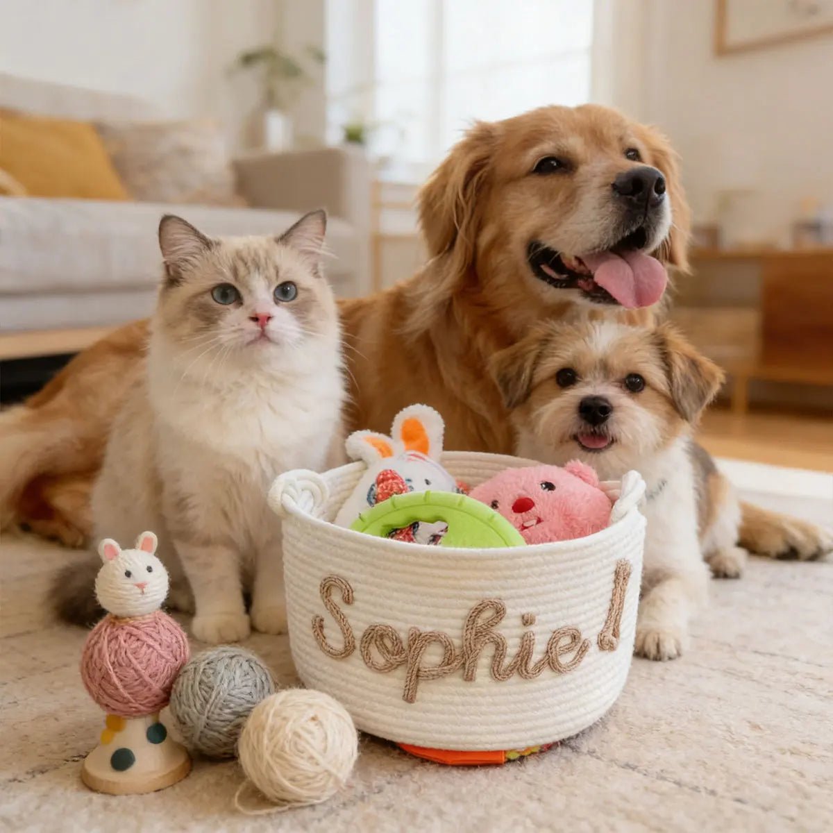 1pc Personalized Cotton Rope Dog Toy Basket, - ProPawPet.com