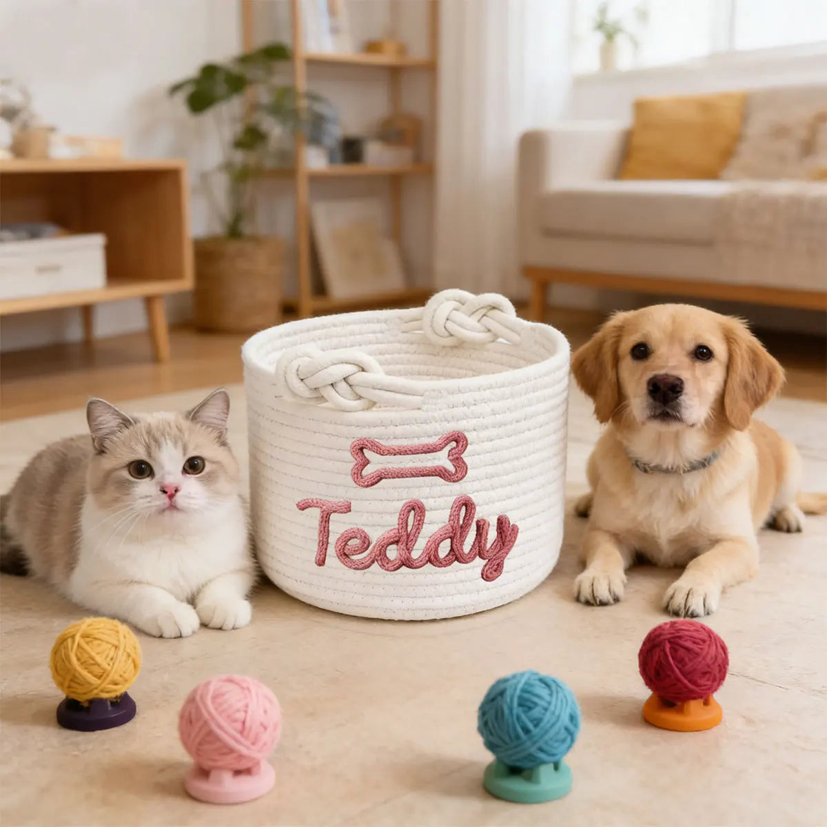 1pc Personalized Cotton Rope Dog Toy Basket, - ProPawPet.com