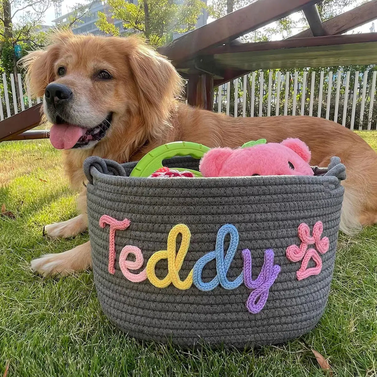 1pc Personalized Cotton Rope Dog Toy Basket, - ProPawPet.com