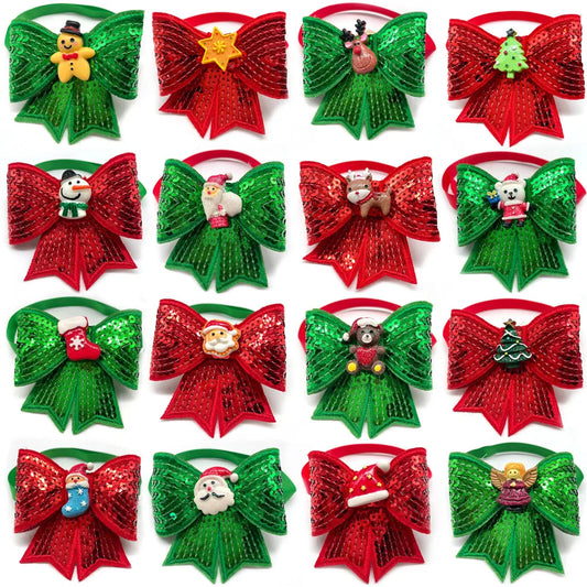 50/100pcs Christmas Dog Bowties Snowman Deer - ProPawPet.com
