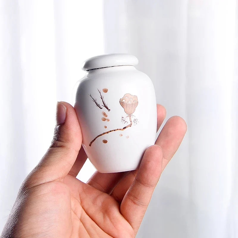 Mini White Ceramic Pet Ashes Urn Cremation - ProPawPet.com